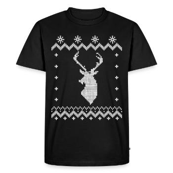 Christmas Christmas Deer Reindeer Knitting Pattern - Men's Premium Organic T-Shirt - black - Front - Nico (187cm)