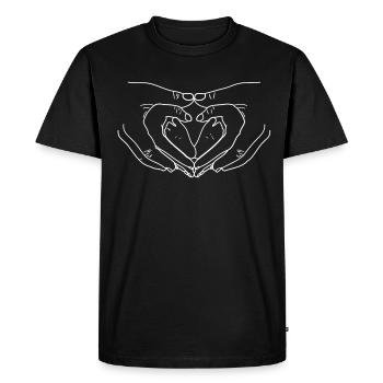 Bébé Pieds Main Cœur Amour Parents Mère Enfants - T-shirt Premium bio Homme - noir - Devant - Nico (187cm)