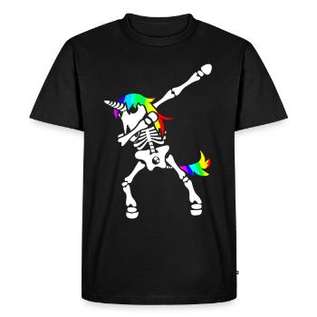 Dab licorne squelette Dabbing Gerippe Halloween - T-shirt Premium bio Homme - noir - Devant - Nico (187cm)