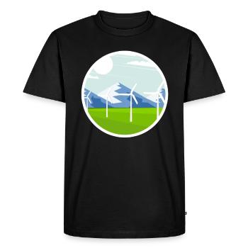 Montagnes et éolien Énergie durable - T-shirt Premium bio Homme - noir - Devant - Nico (187cm)