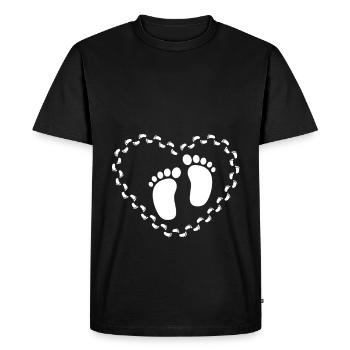 Bébé pieds coeur empreinte grossesse ventre - T-shirt Premium bio Homme - noir - Devant - Nico (187cm)