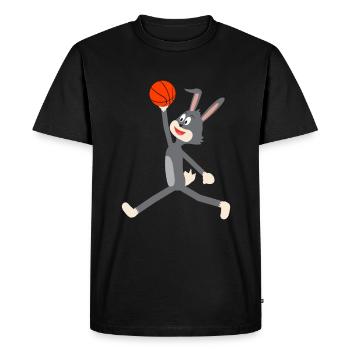 Toon bunny basketball volant dans les airs trempant - T-shirt Premium bio Homme - noir - Devant - Nico (187cm)