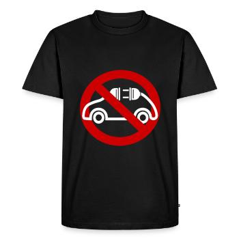 Anti voiture électrique contre voiture électrique avec électricité - T-shirt Premium bio Homme - noir - Devant - Nico (187cm)