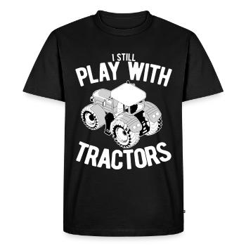 I play with tractors - Tractor Gift Idea - Men's Premium Organic T-Shirt - black - Front - Nico (187cm)