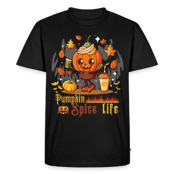 Pumpkin Spice Life:Fall Halloween with witty twist - Men's Premium Organic T-Shirt - black - Front - Nico (187cm)