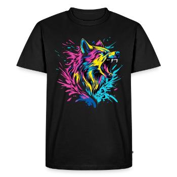 Wolf Wolf Head Predator Forest Nature Wilderness Colorful - Men's Premium Organic T-Shirt - black - Front - Nico (187cm)