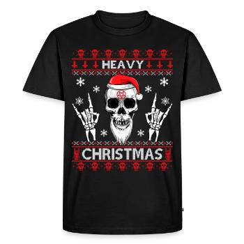 HEAVY CHRISTMAS - UGLY XMAS SWEATER METAL HEAD ! - T-shirt Premium bio Homme - noir - Devant - Nico (187cm)