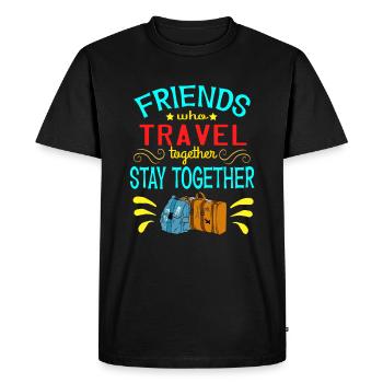 Voyager avec des amis? Un joli motif de voyage - T-shirt Premium bio Homme - noir - Devant - Nico (187cm)