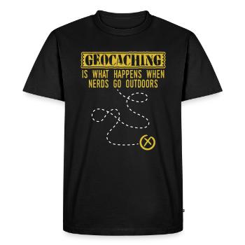 "Le géocaching, c'est ce qui se passe lorsque les - T-shirt Premium bio Homme - noir - Devant - Nico (187cm)