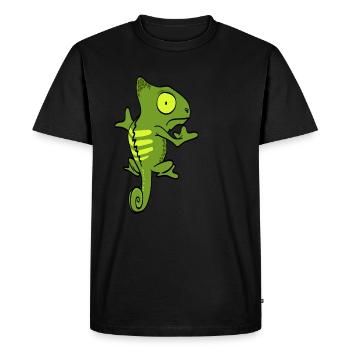 Mignon Iguane Vert Pet Lézard Reptile - T-shirt Premium bio Homme - noir - Devant - Nico (187cm)