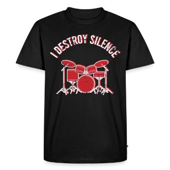 Drumming Shirt For Drummers "I Destroy Silence" - Men's Premium Organic T-Shirt - black - Front - Nico (187cm)