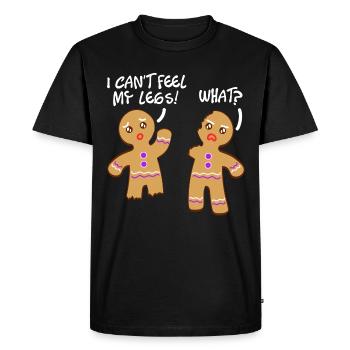 "Je ne peux pas sentir mes jambes quoi?" Design - T-shirt Premium bio Homme - noir - Devant - Nico (187cm)
