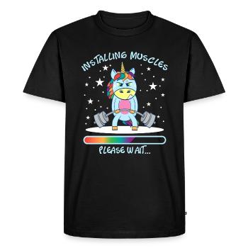 T-shirt "Installation de muscles" de la Licorne - T-shirt Premium bio Homme - noir - Devant - Nico (187cm)