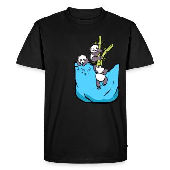 Cute Pandas Hanging On A Pocket Tee For Animal - Men's Premium Organic T-Shirt - black - Front - Nico (187cm)