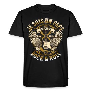 Papy rock'n'roll humour grand-père guitariste - T-shirt Premium bio Homme - noir - Devant - Nico (187cm)