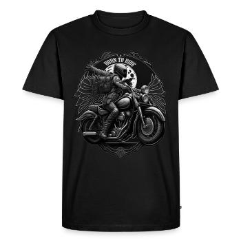 Biker - black and white illustration - Men's Premium Organic T-Shirt - black - Front - Nico (187cm)