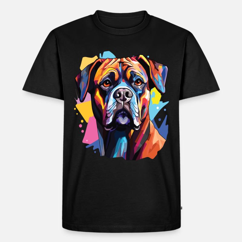 Boxerhund Pop Art - Männer Premium Bio T-Shirt - Schwarz
