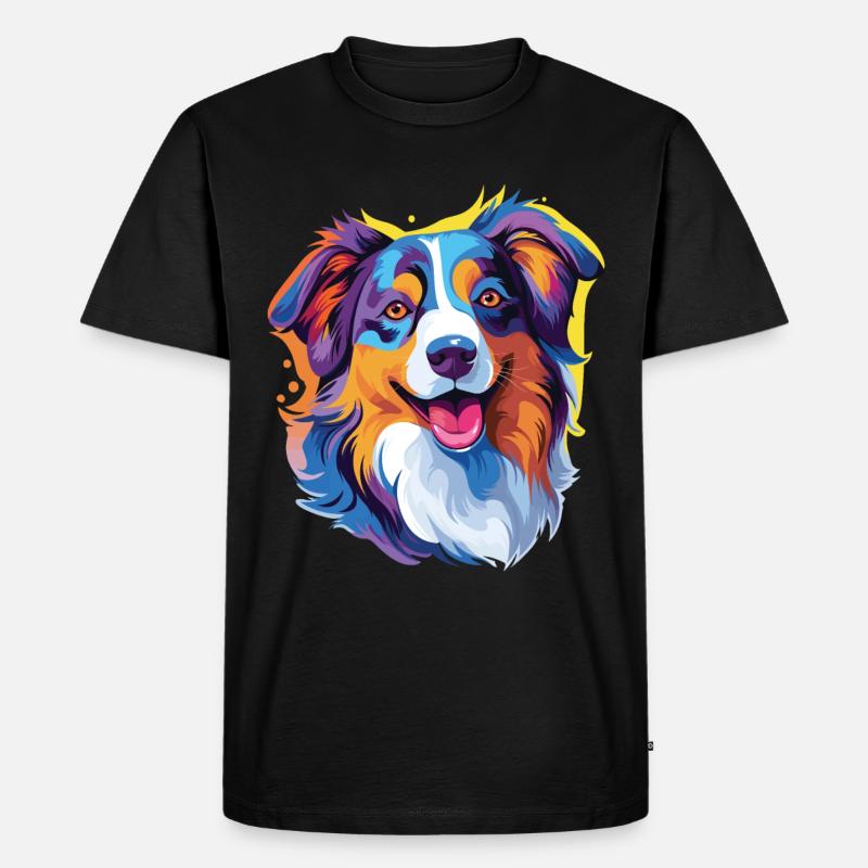 Australian Shepherd Pop Art - Männer Premium Bio T-Shirt - Schwarz