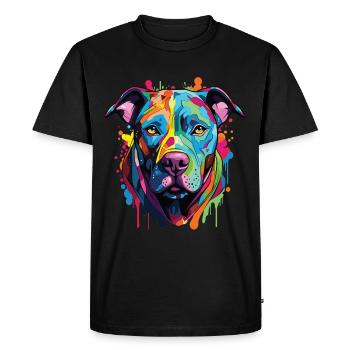 Pitbull breed dog with colorful popart style - Men's Premium Organic T-Shirt - black - Front - Nico (187cm)