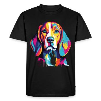 Portrait of a dog of the Beagle breed popart style - Men's Premium Organic T-Shirt - black - Front - Nico (187cm)