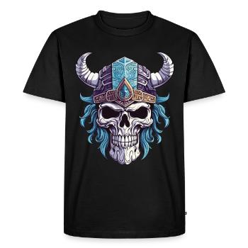 Skull with a Viking helmet - Men's Premium Organic T-Shirt - black - Front - Nico (187cm)