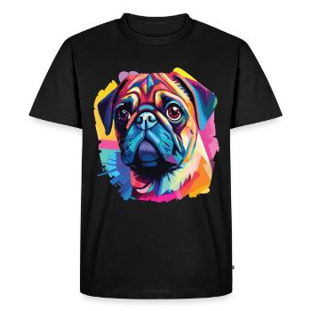 Un portrait de chien de la race Carlin pop art - T-shirt Premium bio Homme - noir - Devant - Nico (187cm)