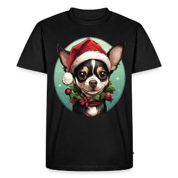A Chihuahua Dog Celebrating Christmas - Men's Premium Organic T-Shirt - black - Front - Nico (187cm)