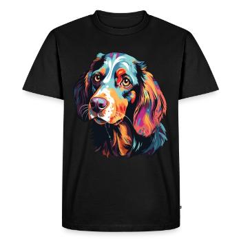 English Setter dog portrait pop art style - Men's Premium Organic T-Shirt - black - Front - Nico (187cm)