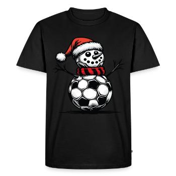 Bonhomme de neige avec des ballons de foot Noël - T-shirt Premium bio Homme - noir - Devant - Nico (187cm)