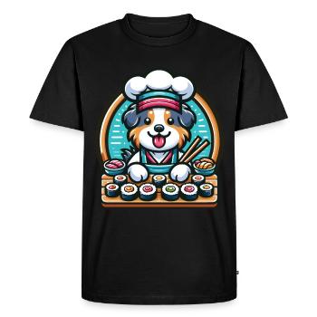 Australian Shepherd chef sushi kawaii style - Men's Premium Organic T-Shirt - black - Front - Nico (187cm)