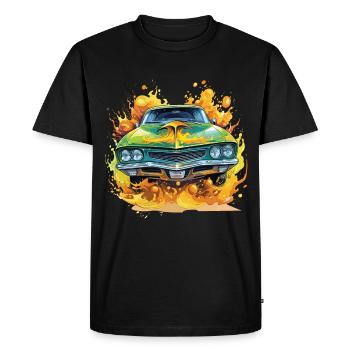 Voiture muscle car américaine cartoon style - T-shirt Premium bio Homme - noir - Devant - Nico (187cm)