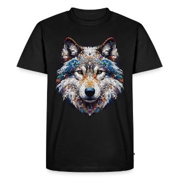 Portrait of a Wolf in Mosaic - Men's Premium Organic T-Shirt - black - Front - Nico (187cm)