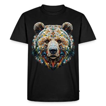 Portrait of a Bear in Colorful Mosaic - Men's Premium Organic T-Shirt - black - Front - Nico (187cm)