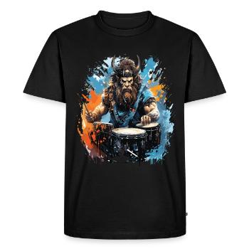 A Viking warrior who plays the drums. - Men's Premium Organic T-Shirt - black - Front - Nico (187cm)