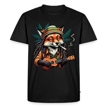 A Smoking Fox Joins While Playing the Ukulele - Men's Premium Organic T-Shirt - black - Front - Nico (187cm)