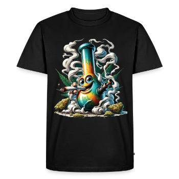 A bong smoking a cannabis joint - Men's Premium Organic T-Shirt - black - Front - Nico (187cm)