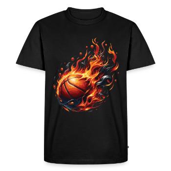 Un ballon de basket en feu - T-shirt Premium bio Homme - noir - Devant - Nico (187cm)