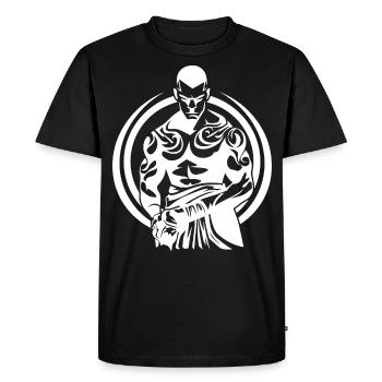 Tribal Boxer / Fighter Logo Tattoo Design - T-shirt Premium bio Homme - noir - Devant - Nico (187cm)