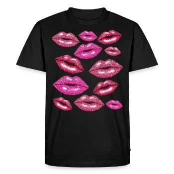 Coquette Lèvres Bisous Romantique - T-shirt Premium bio Homme - noir - Devant - Nico (187cm)