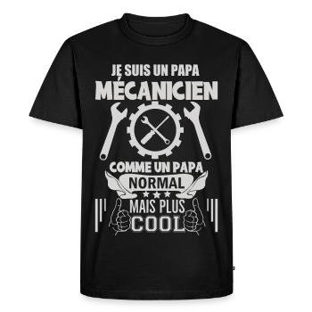 Papa mécanicien - T-shirt Premium bio Homme - noir - Devant - Nico (187cm)
