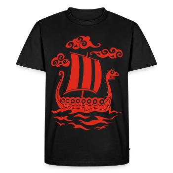 Drakkar rigolo rouge - T-shirt Premium bio Homme - noir - Devant - Nico (187cm)