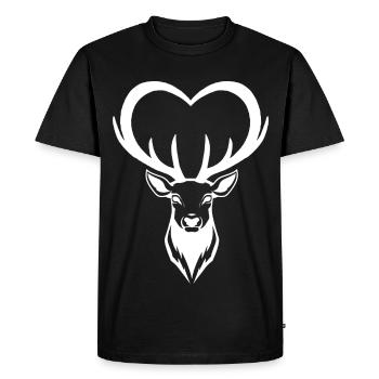 Coeur de cerf blanc - T-shirt Premium bio Homme - noir - Devant - Nico (187cm)