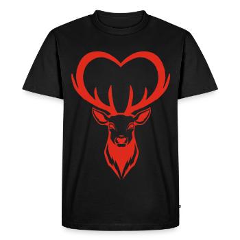 Coeur de cerf rouge - T-shirt Premium bio Homme - noir - Devant - Nico (187cm)