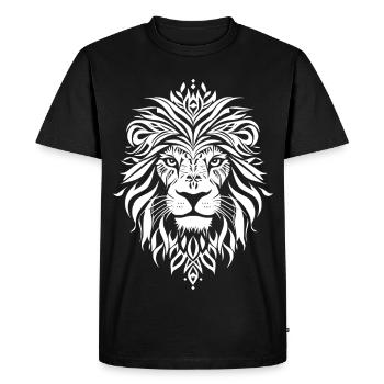 Powerful lion lion head in tribal style - Men's Premium Organic T-Shirt - black - Front - Nico (187cm)