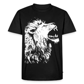 Tête de lion majestueuse en noir et blanc - T-shirt Premium bio Homme - noir - Devant - Nico (187cm)