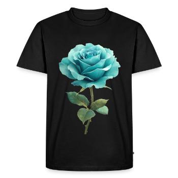 Turquoise Blue Rose - Men's Premium Organic T-Shirt - black - Front - Nico (187cm)