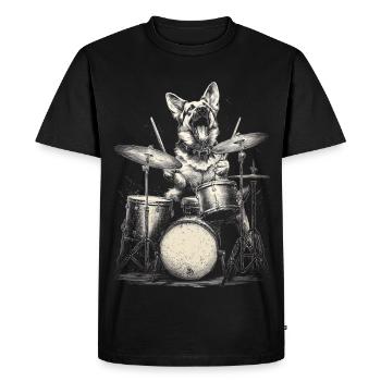 German Shepherd Drums Drummer Dog Music Rock - Men's Premium Organic T-Shirt - black - Front - Nico (187cm)
