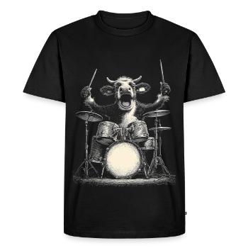 Vache alpine Tambours Tambour Montagnes Musique Drôle - T-shirt Premium bio Homme - noir - Devant - Nico (187cm)