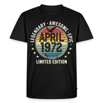 Limited Edition April 1972 - Vintage Design 1972 - Men's Premium Organic T-Shirt - black - Front - Nico (187cm)