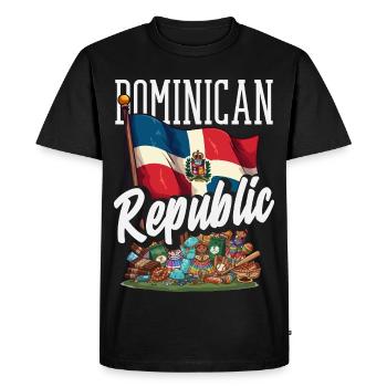 Drapeau de la République dominicaine Dom Rep Pride - T-shirt Premium bio Homme - noir - Devant - Nico (187cm)